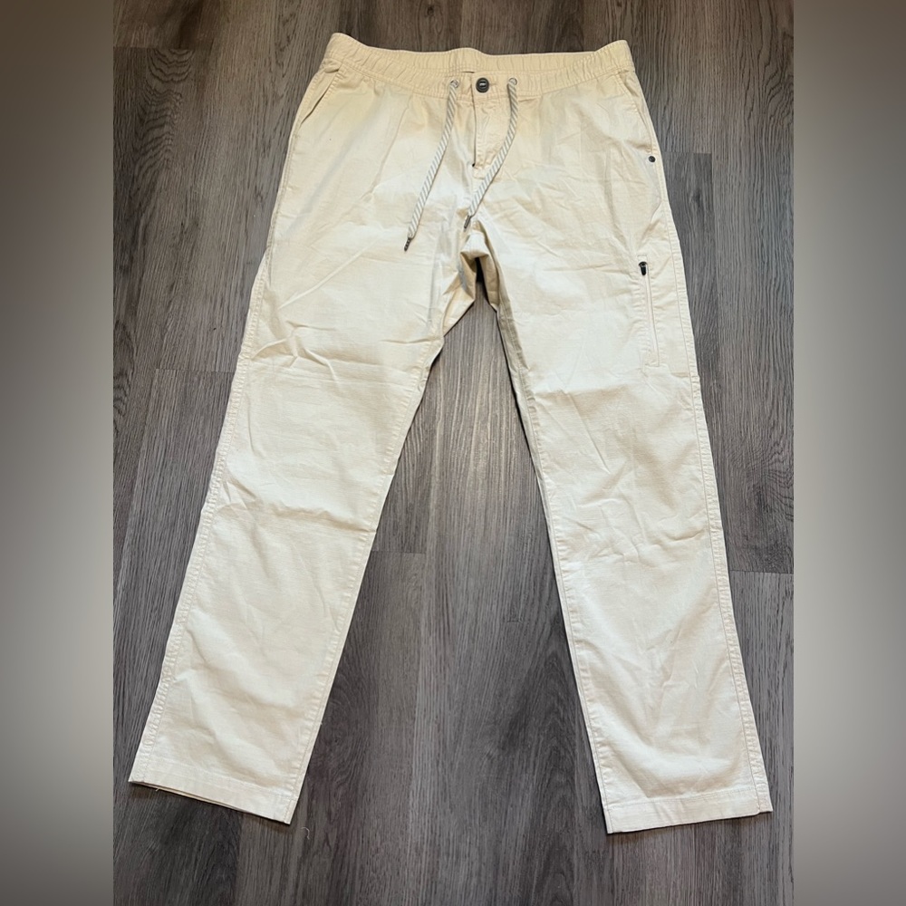 Vuori Women's Organic Cotton/Elastane Beige Chino Pants Stretch Sz XL.